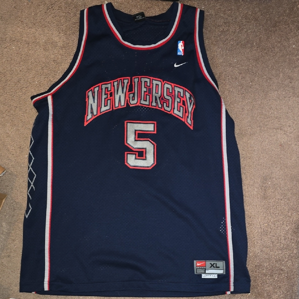 Nike New Jersey Nets #5 Jason KIDD Navy Basketball Jersey Xl Auth Retro Vintage
